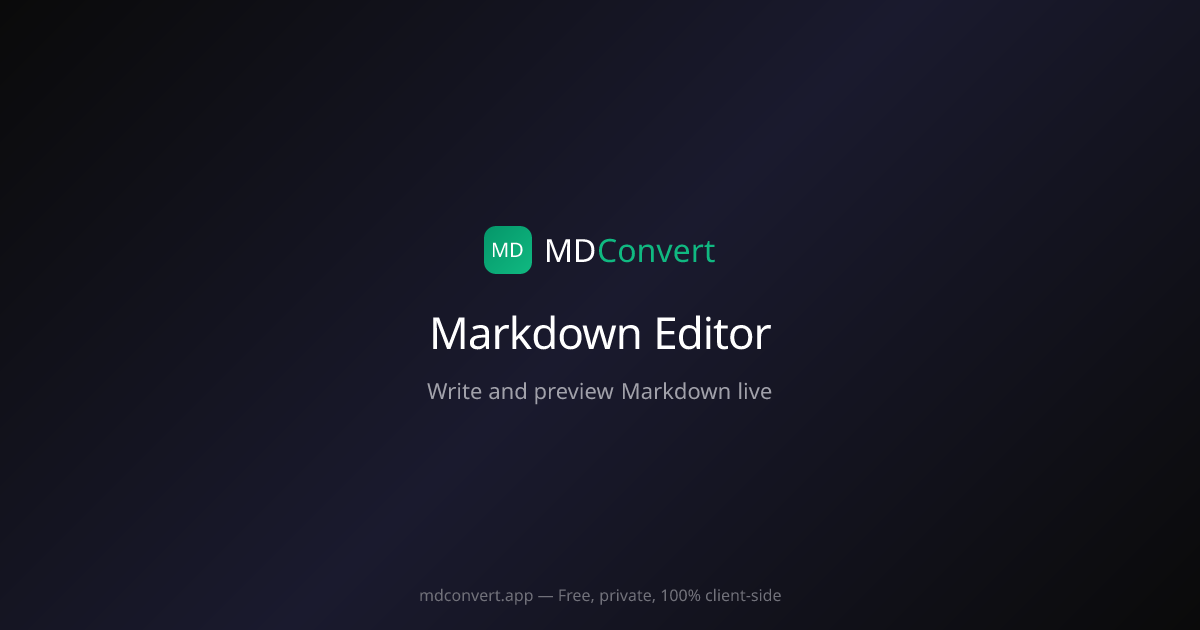 Markdown Editor - Free Online Editor with Live Preview - MDConvert
